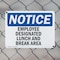 Signmission Employee Designated Lunch And Break Area, 14 in W x Rectangle, Plastic OS-2PACK-NS-P-1014-L-11943 - alternate 6